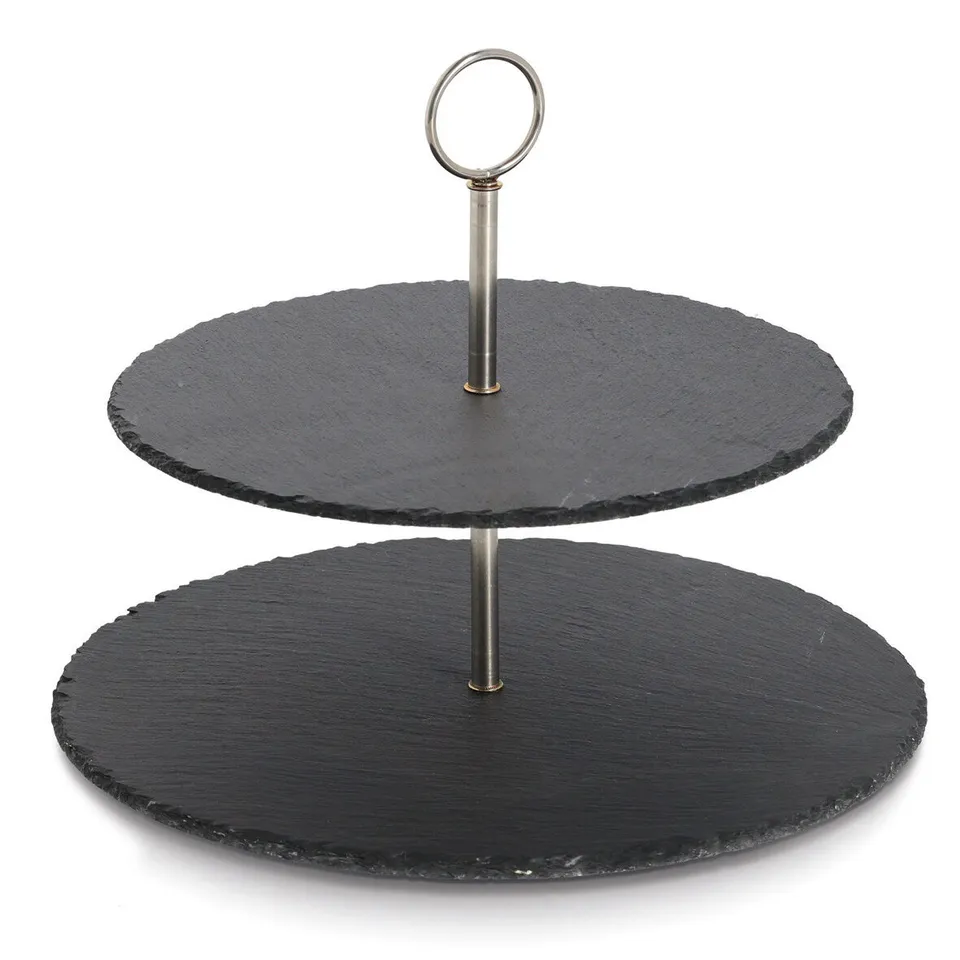zeller-present-table-etagere-schiefer-metall-2-ebenen image 1