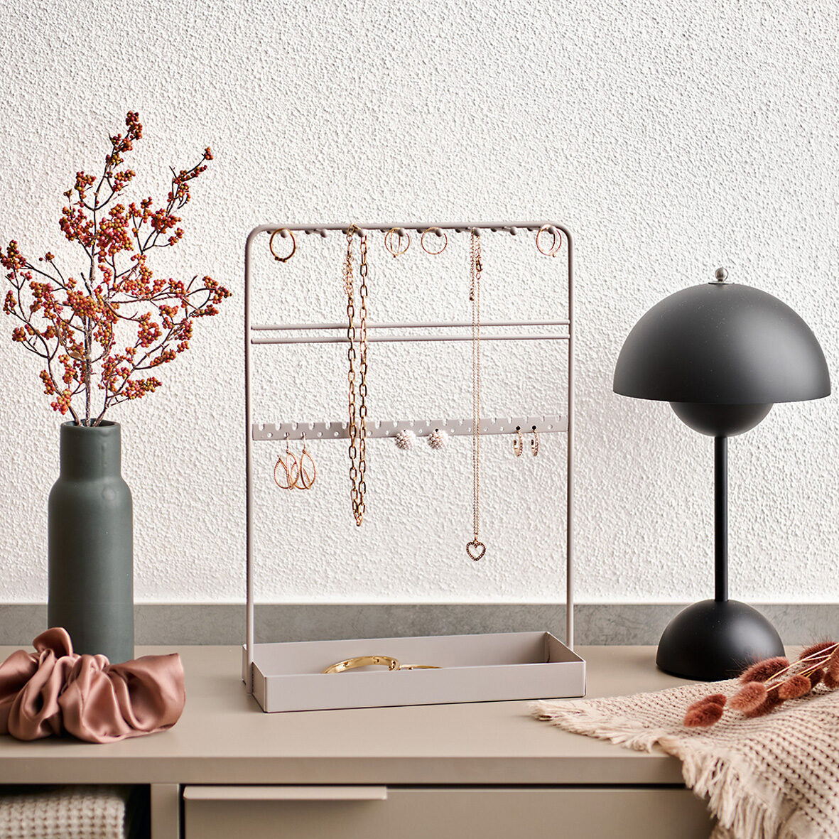 zeller-present-schmuck-organizer-metall-schmuckst-nder-greige image 3