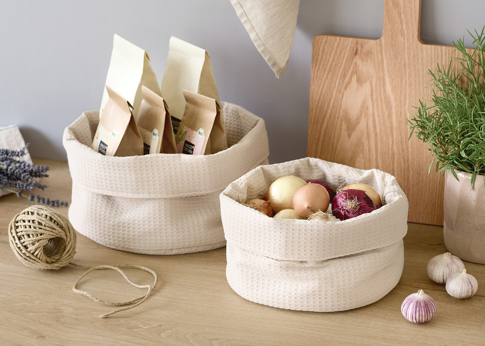 zeller-present-home-living-aufbewahrungskorb-waffelpiqu-creme-polyester image 7