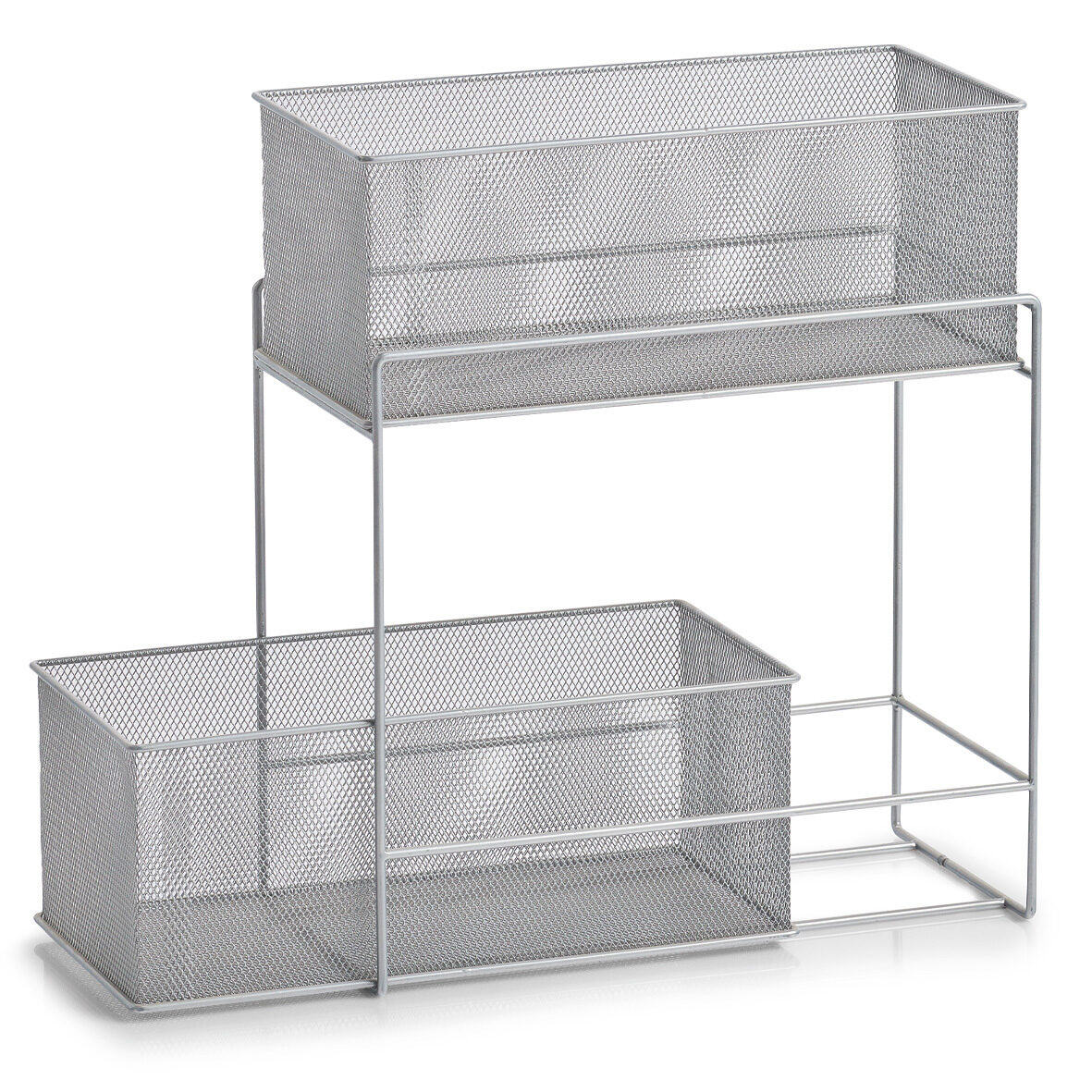 zeller-home-living-etagenregal-mit-2-k-rben-mesh-metall image 2