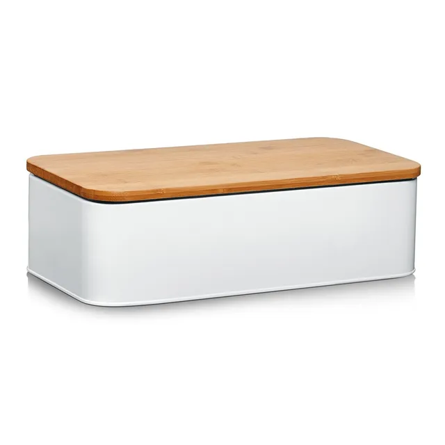 zeller-k-che-brotkasten-bambusdeckel-metall-matt-wei image 1