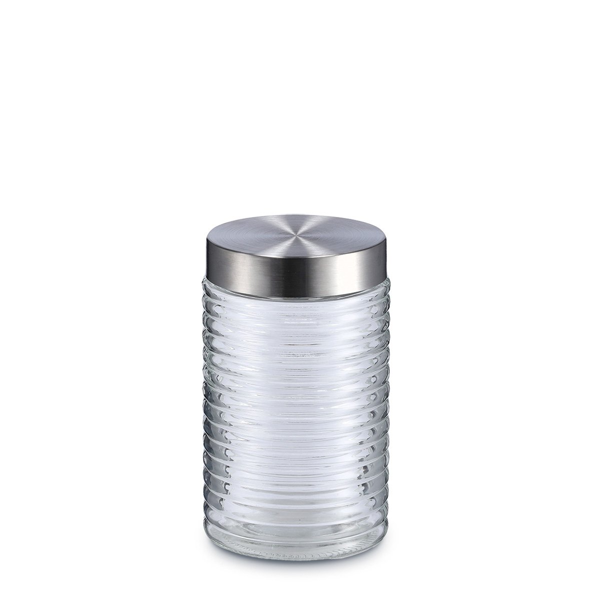 zeller-present-k-che-vorratsglas-gerillt-1000-ml-edelstahl image 1