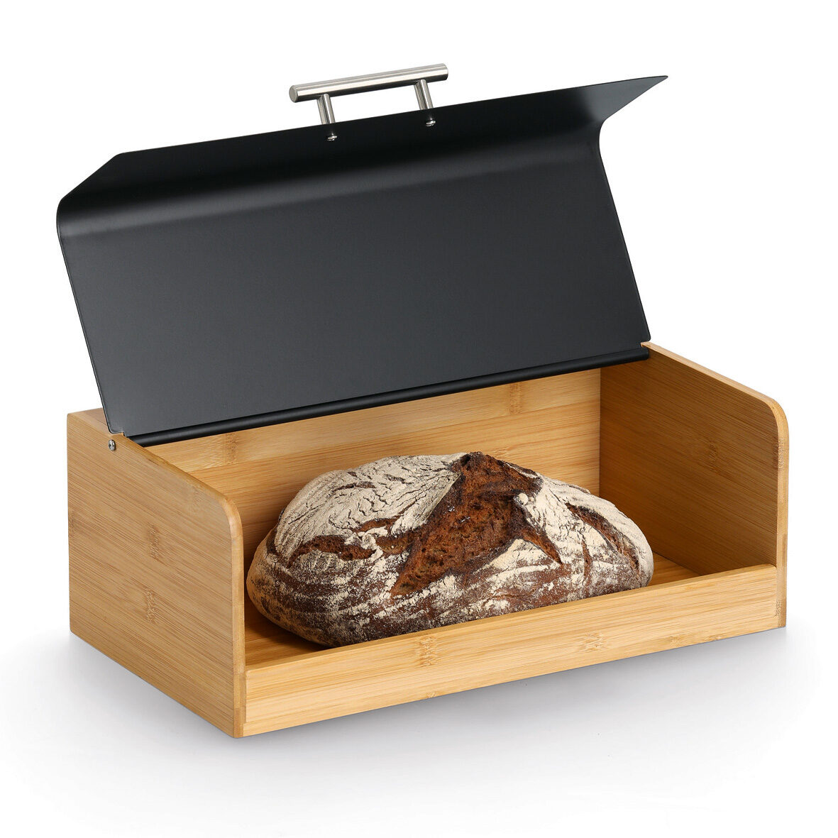 zeller-present-k-che-brotkasten-bambus-metall-schwarz image 2