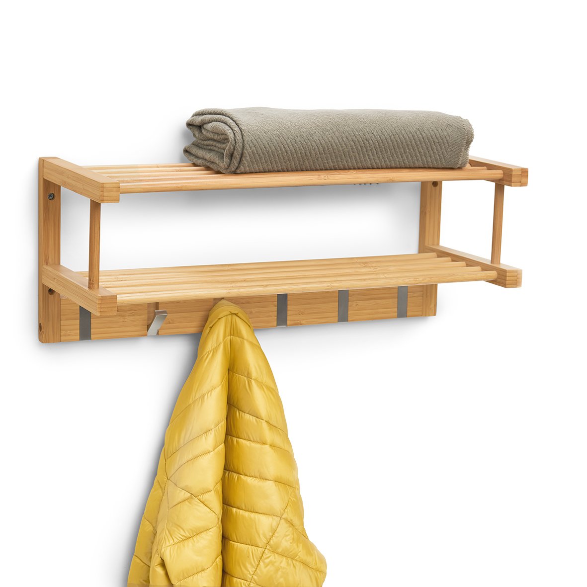 zeller-present-home-living-wandgarderobe-bambus-aluminium-6-haken image 2