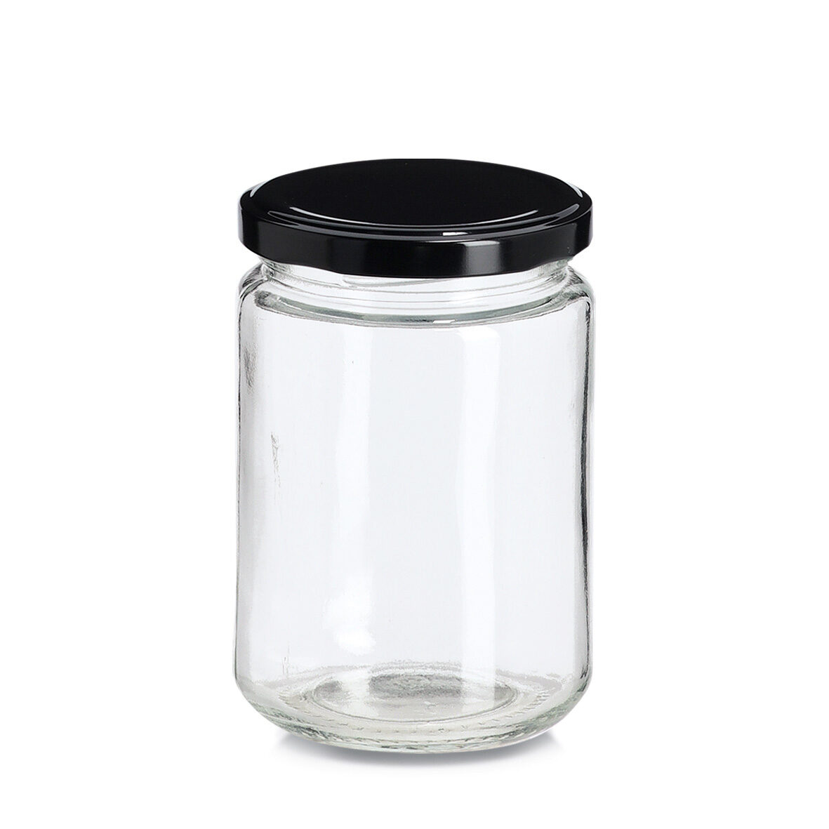 zeller-k-che-einmachglas-350-ml-vorratsglas-schwarzer-deckel image 1