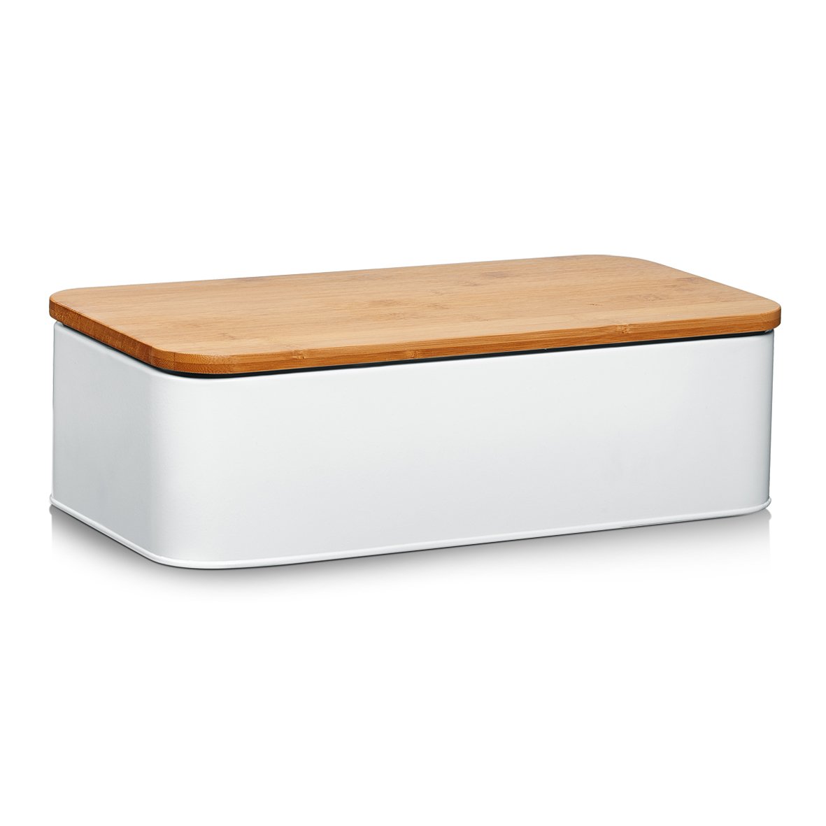 zeller-k-che-brotkasten-bambusdeckel-metall-matt-wei image 1