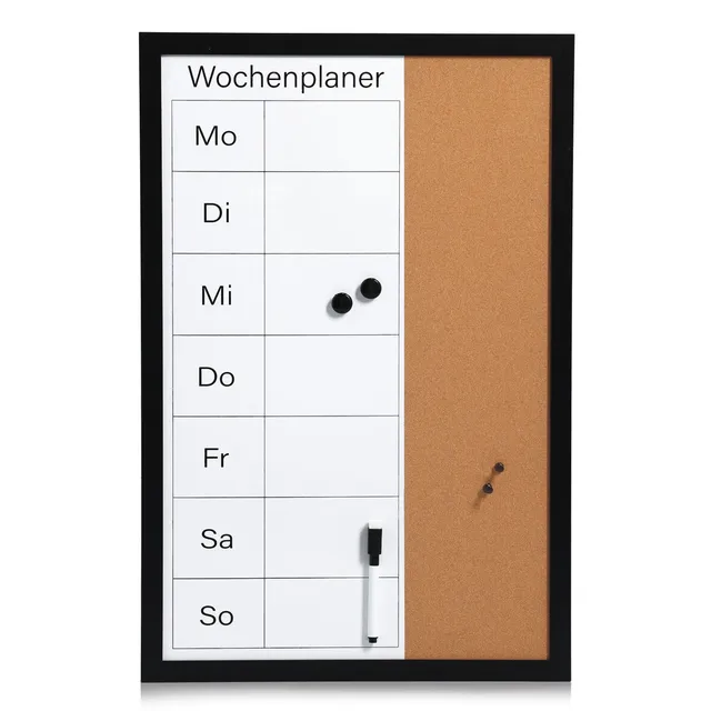 zeller-present-office-wochenplaner-kork-metall-schwarz image 1