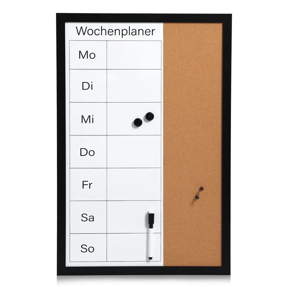 zeller-present-office-wochenplaner-kork-metall-schwarz image 1
