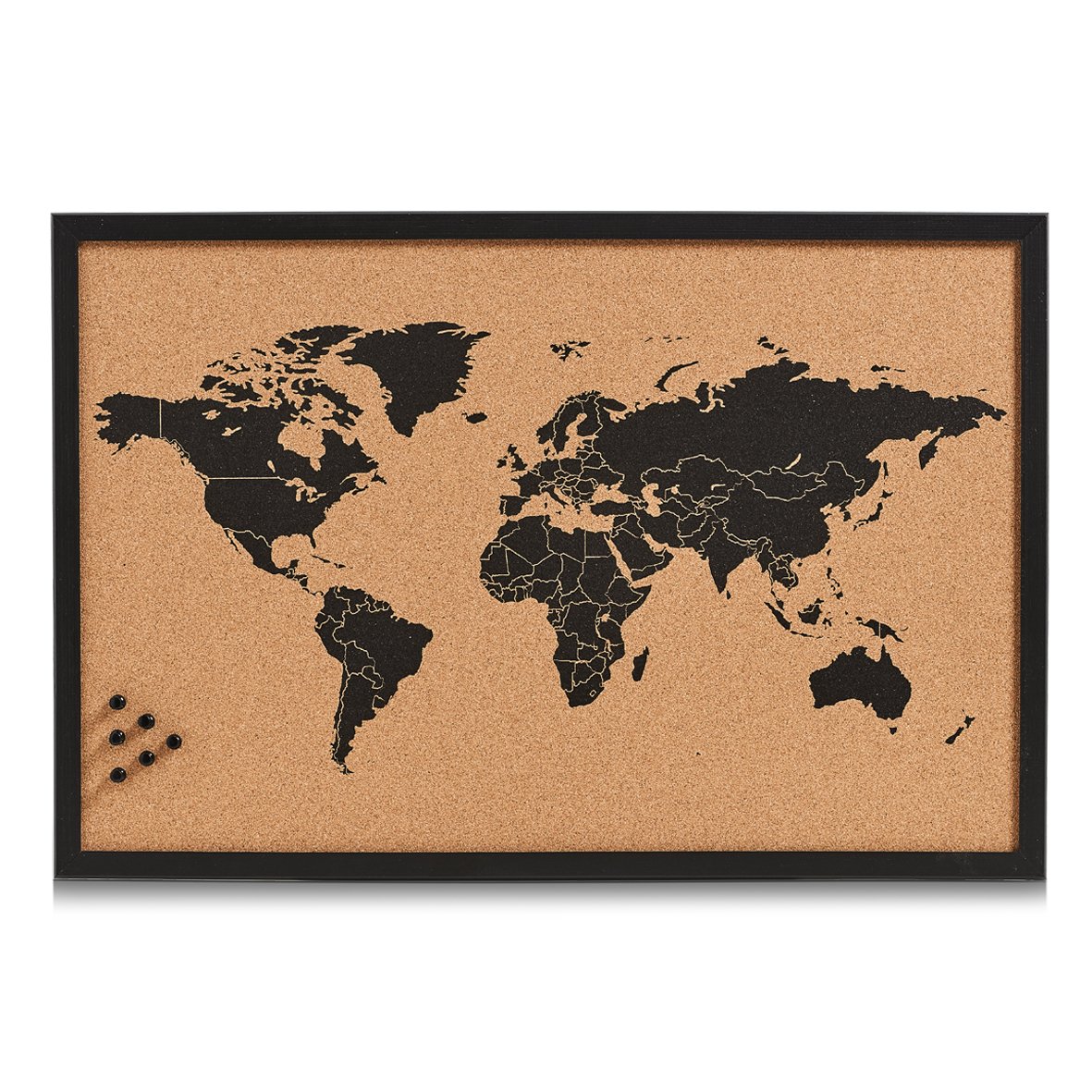 zeller-present-world-pinboard-kork-schwarz-holzrahmen image 1