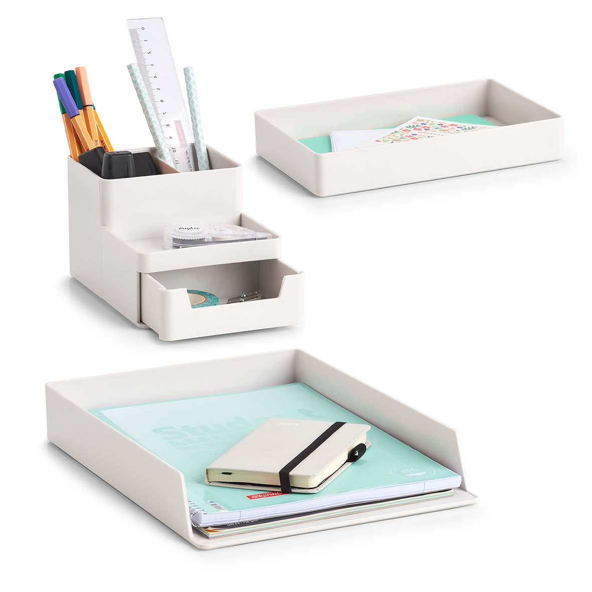 zeller-present-home-living-utensilien-organizer-stiftehalter-grau-mit-schublade image 6