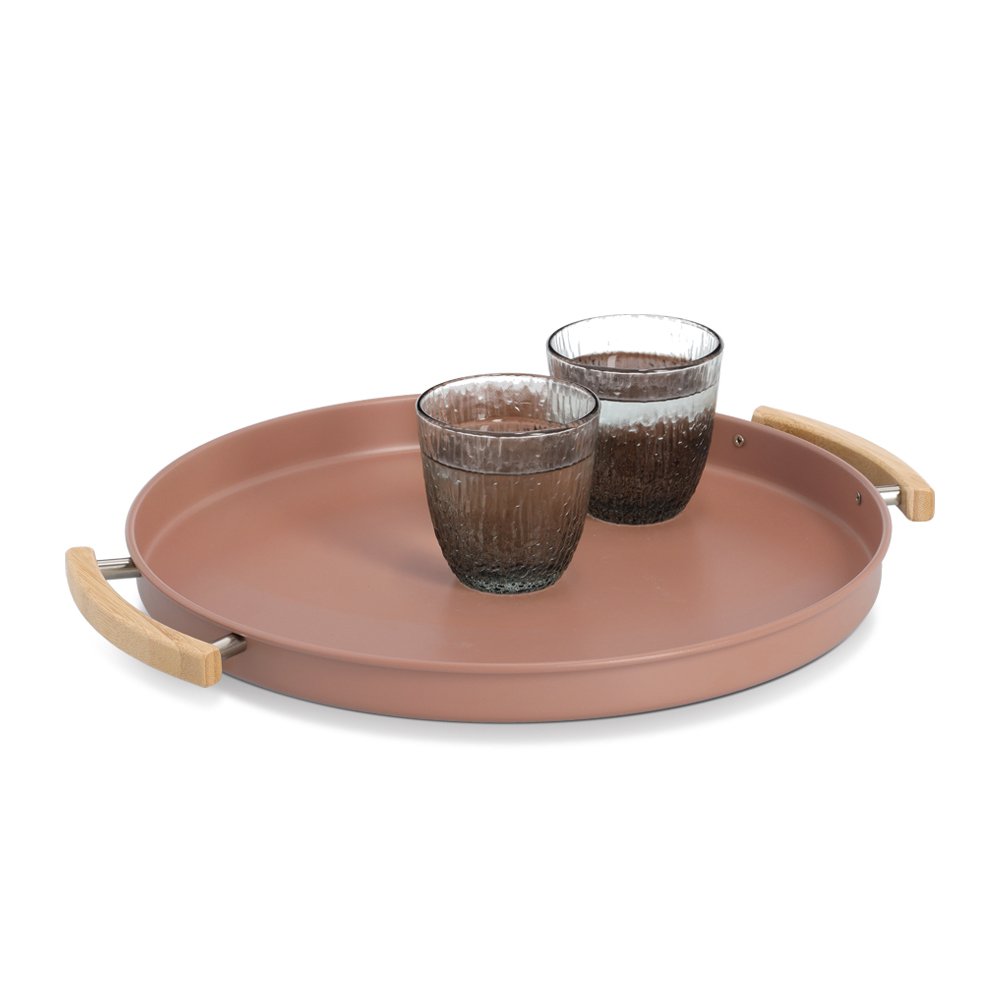 zeller-present-table-serviertablett-metall-mocca-holzgriffe image 4