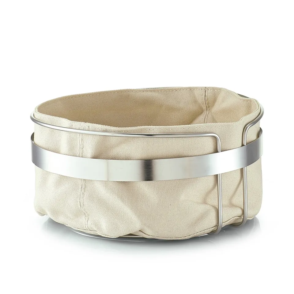 zeller-present-k-che-brotkorb-creme-metall-baumwolle image 1