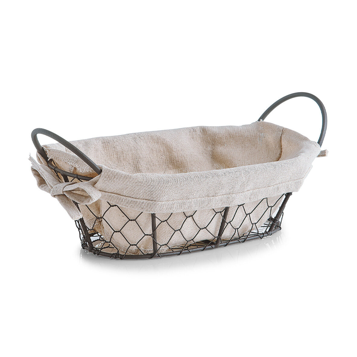 zeller-present-k-che-brotkorb-countrystyle-metall-leinen-beutel image 1