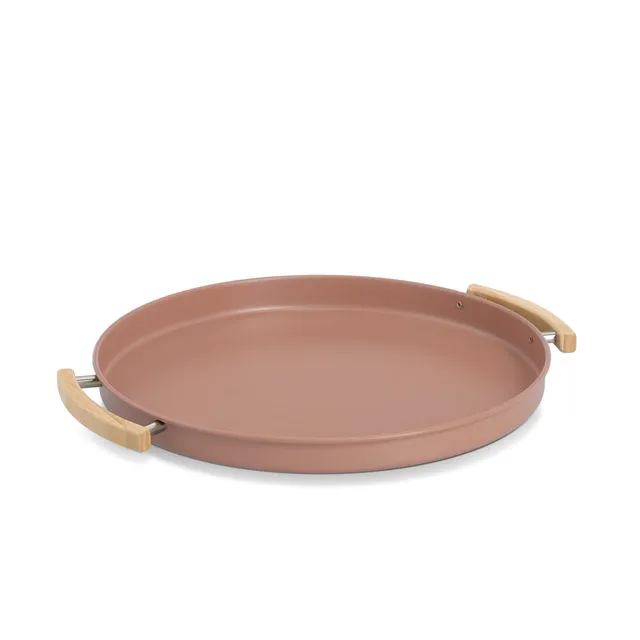 zeller-present-table-serviertablett-metall-mocca-holzgriffe image 1