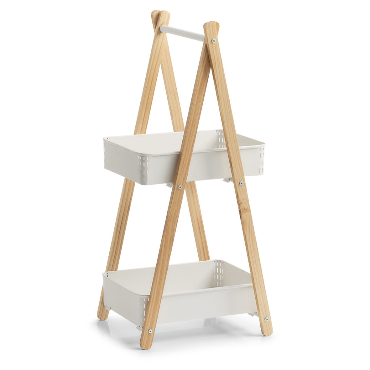 zeller-present-home-living-standregal-mit-2-k-rben-wei-metall-holz image 1