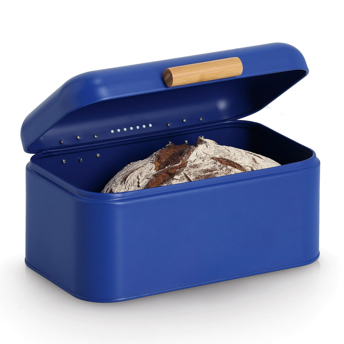 zeller-present-k-che-brotkasten-metall-bambus-blau-retro image 2