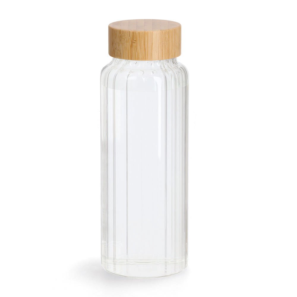 zeller-present-k-che-glasflasche-mit-bambusdeckel-1000-ml-rillenoptik image 2
