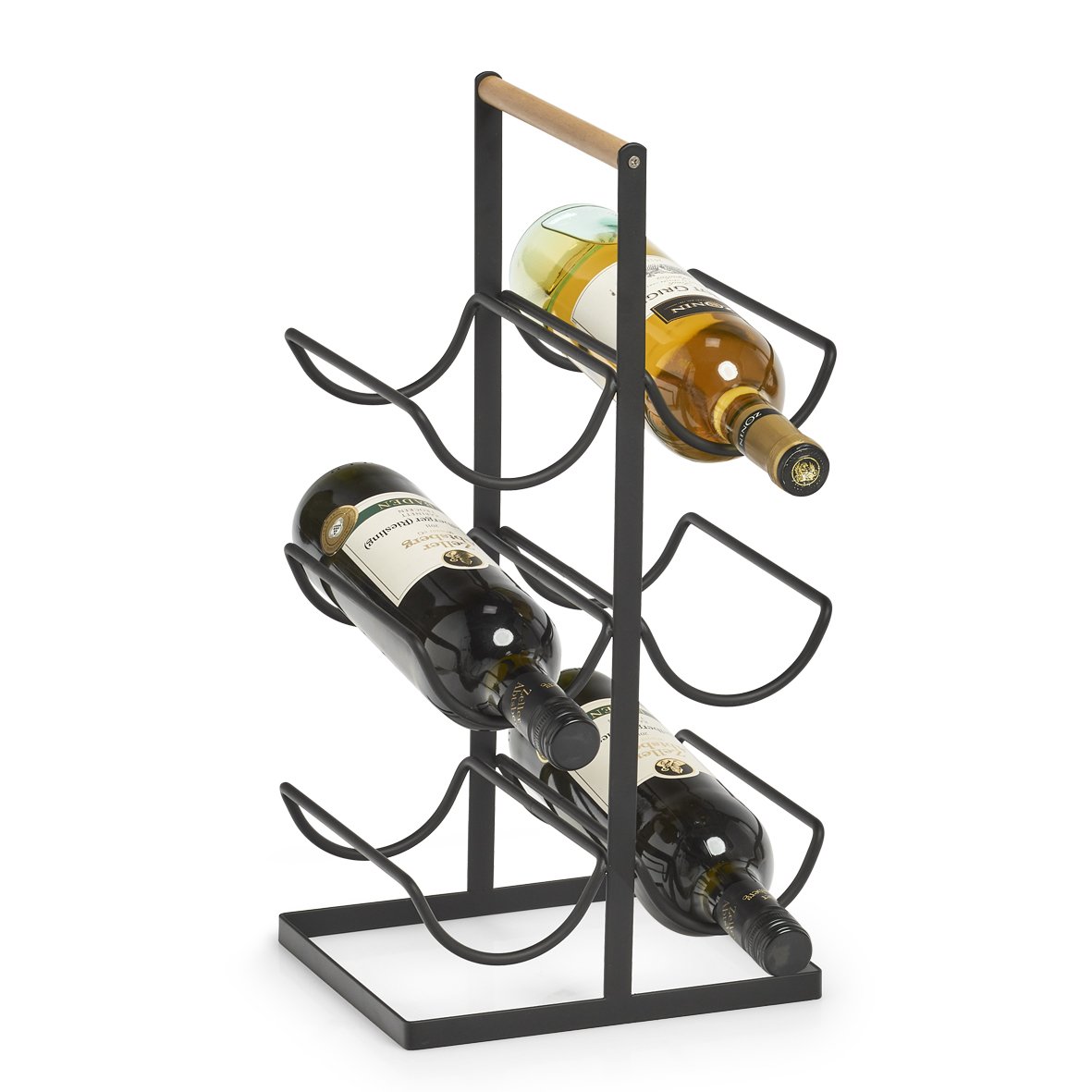 zeller-present-home-living-weinregal-6-flaschen-metall-holz-schwarz image 2