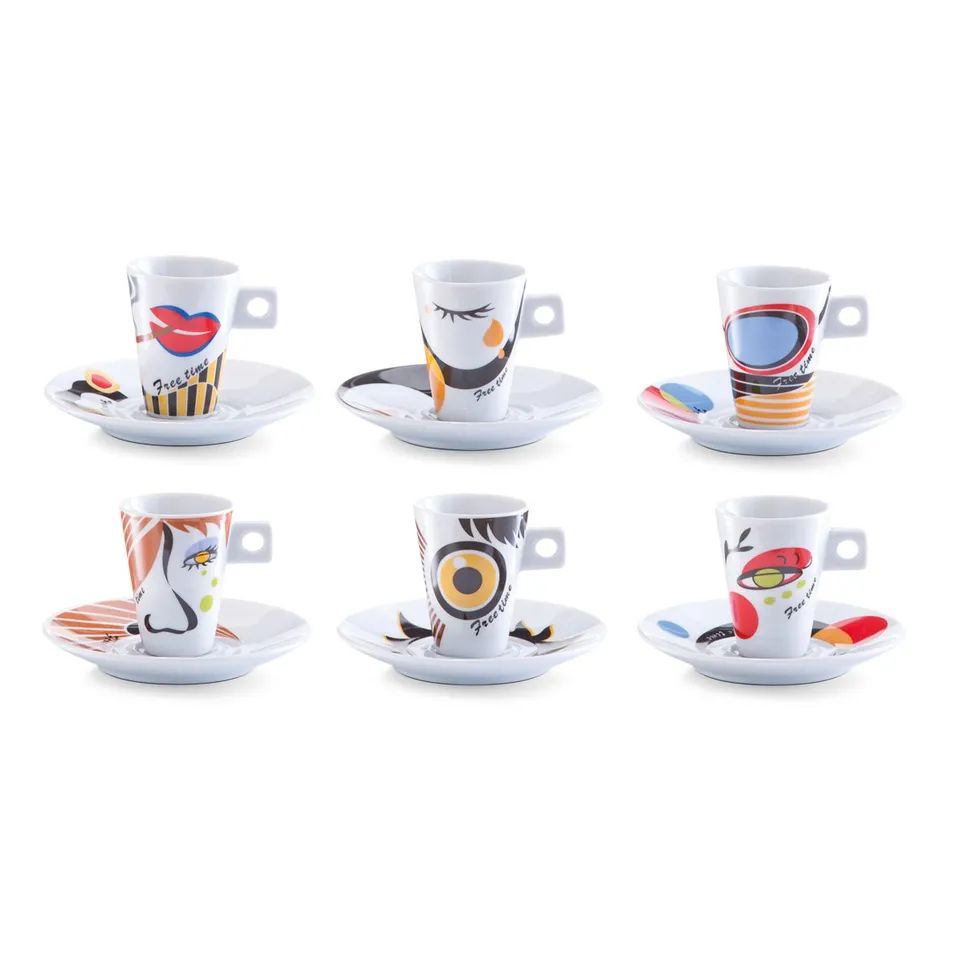 zeller-present-k-che-espresso-set-faces-porzellan-12-tlg-bunt image 1