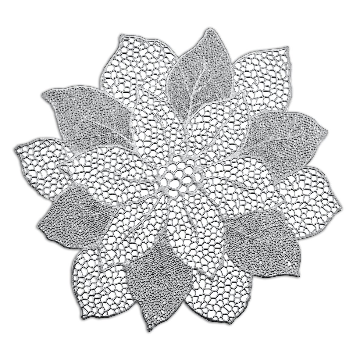 zeller-table-platzset-flower-kunststoff-silber-abwischbar image 1
