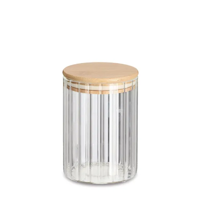 zeller-present-k-che-vorratsglas-rillen-610-ml-bambusdeckel image 1