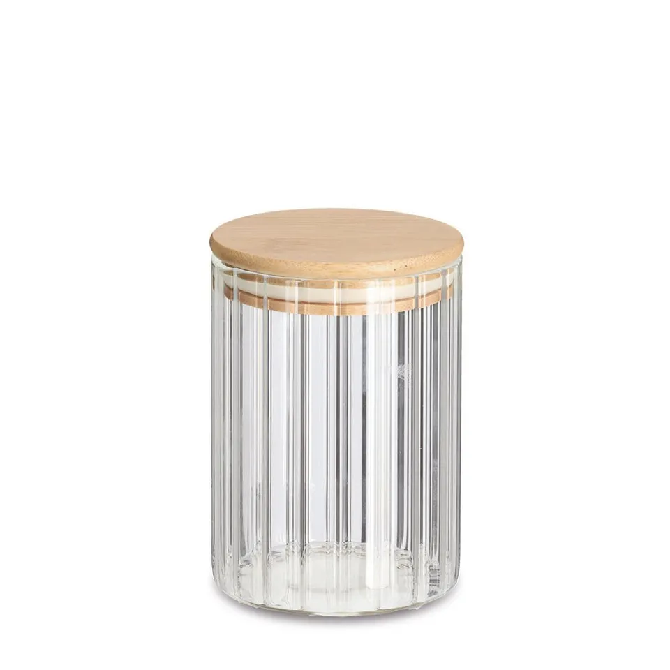 zeller-present-k-che-vorratsglas-rillen-610-ml-bambusdeckel image 1