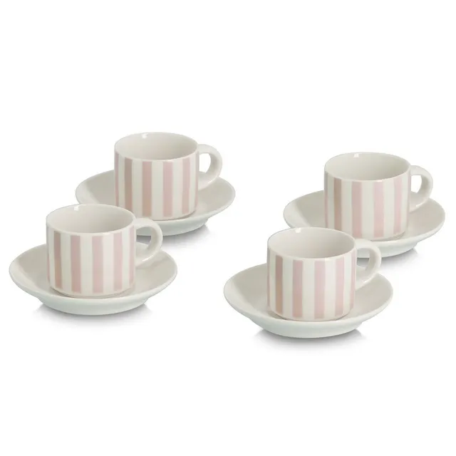 zeller-present-k-che-stripes-espresso-set-8-tlg-porzellan-beige image 1