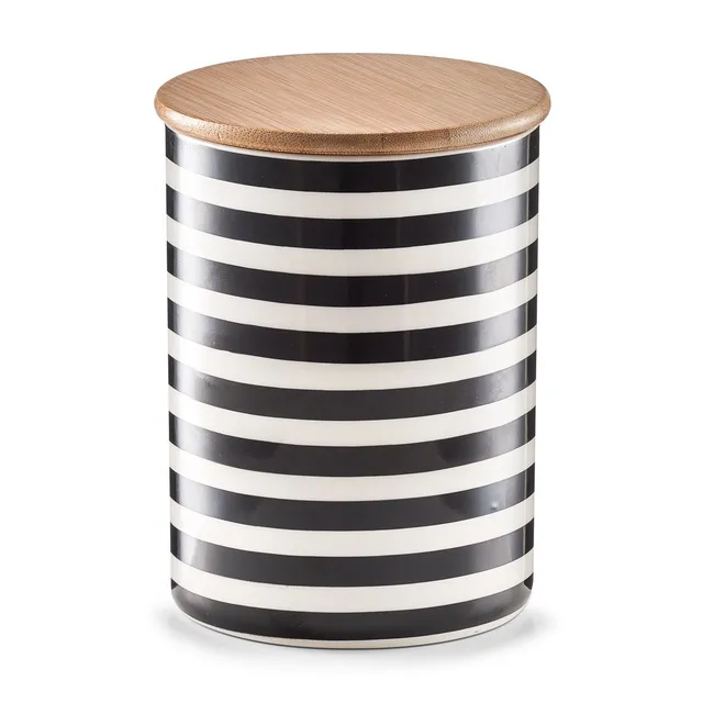 zeller-present-k-che-vorratsdose-stripes-keramik-bambusdeckel image 1