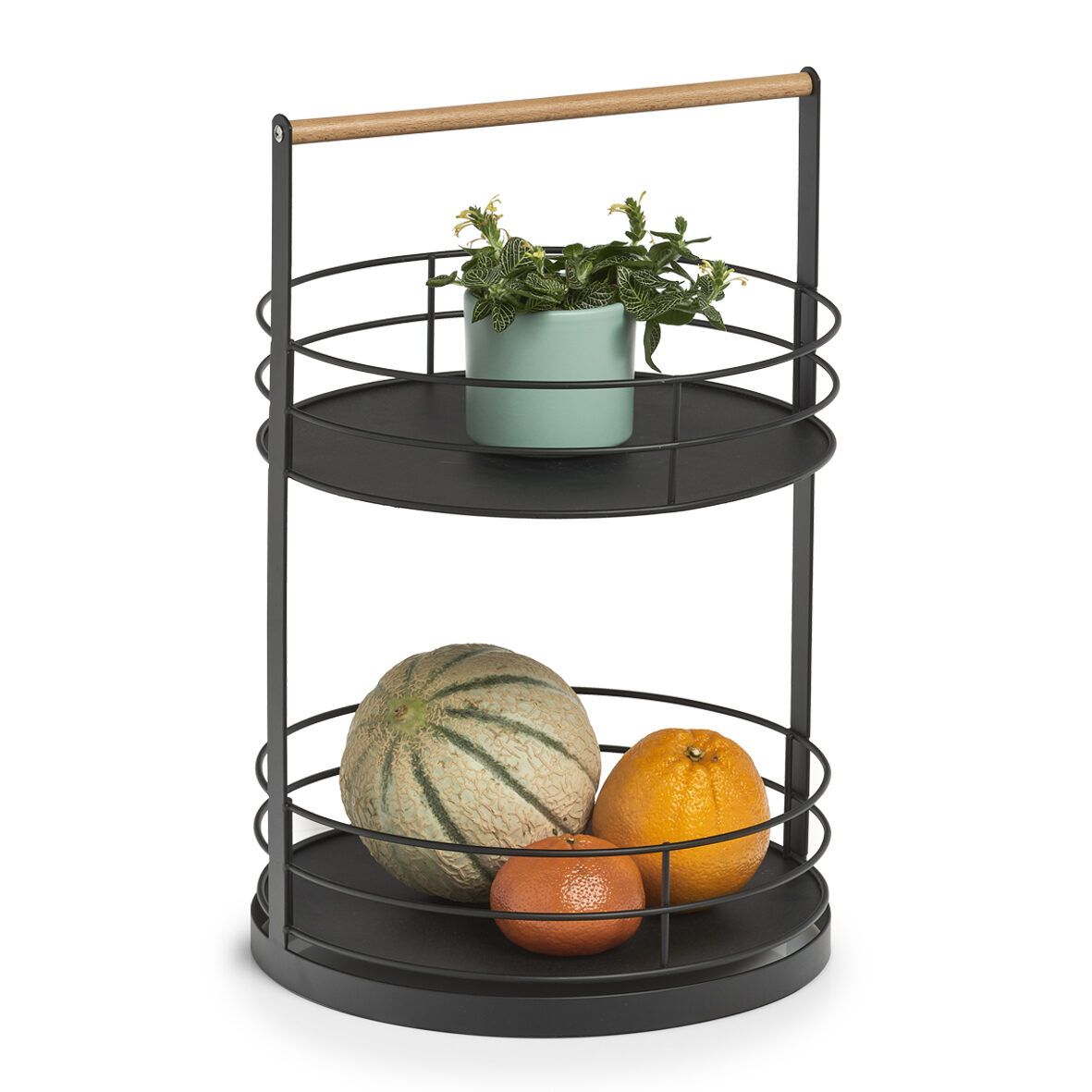 zeller-present-table-etagere-2-lagig-metall-holz-schwarz image 3