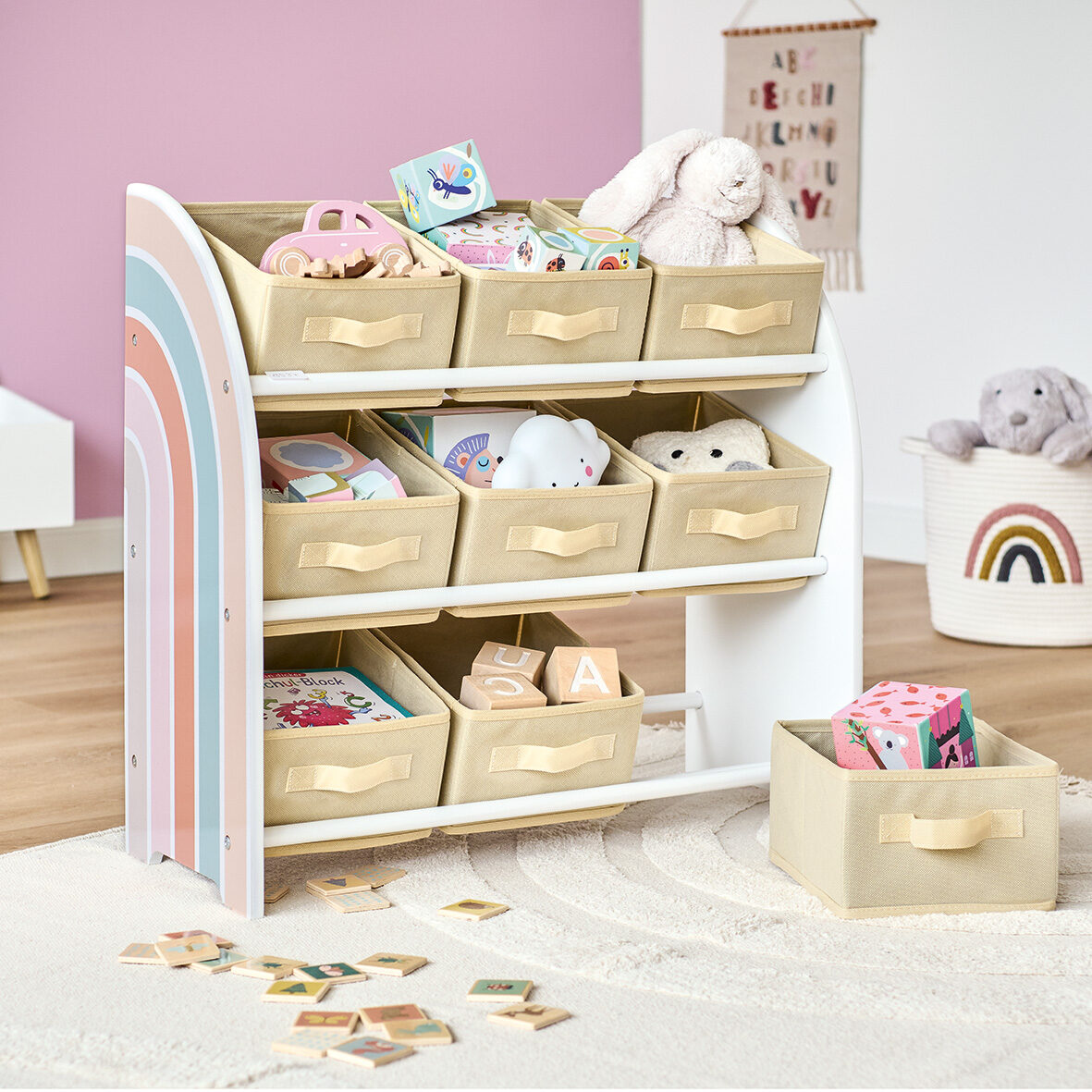 zeller-present-kids-kinder-regal-rainbow-9-boxen-mdf-vlies image 7
