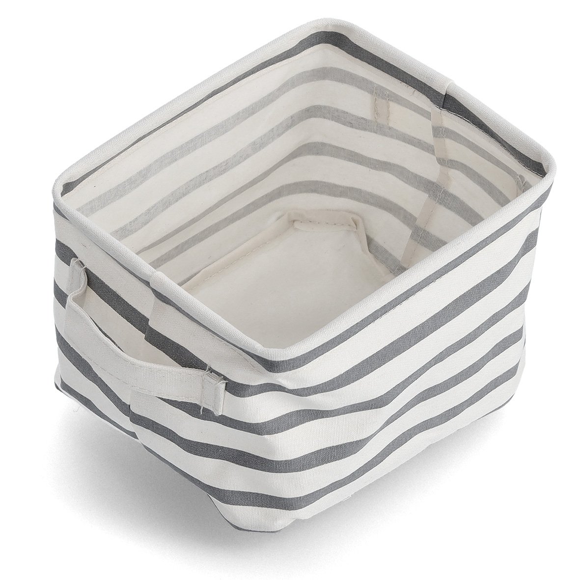 zeller-present-home-living-korb-stripes-canvas-wei-grau image 3