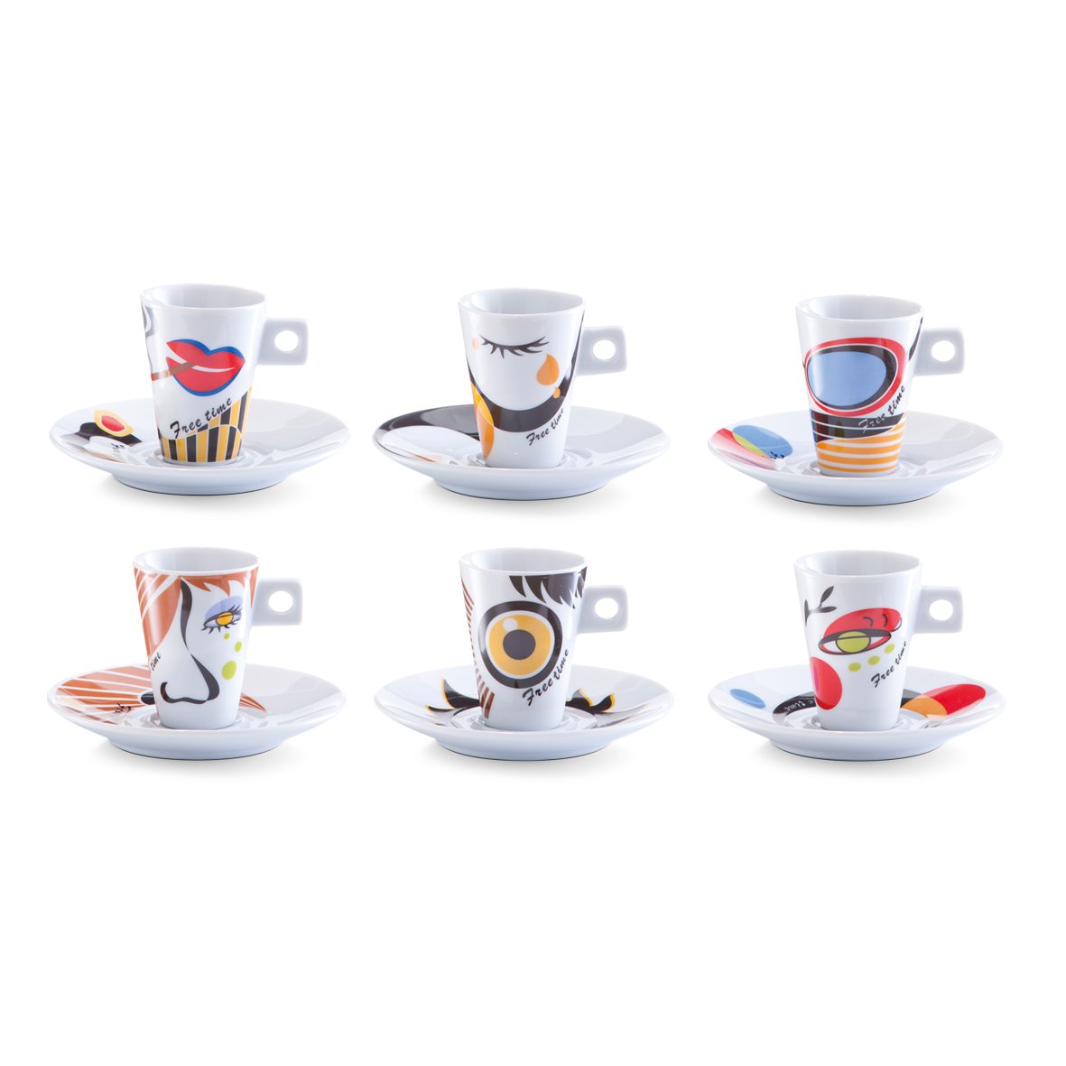 zeller-present-k-che-espresso-set-faces-porzellan-12-tlg-bunt image 1