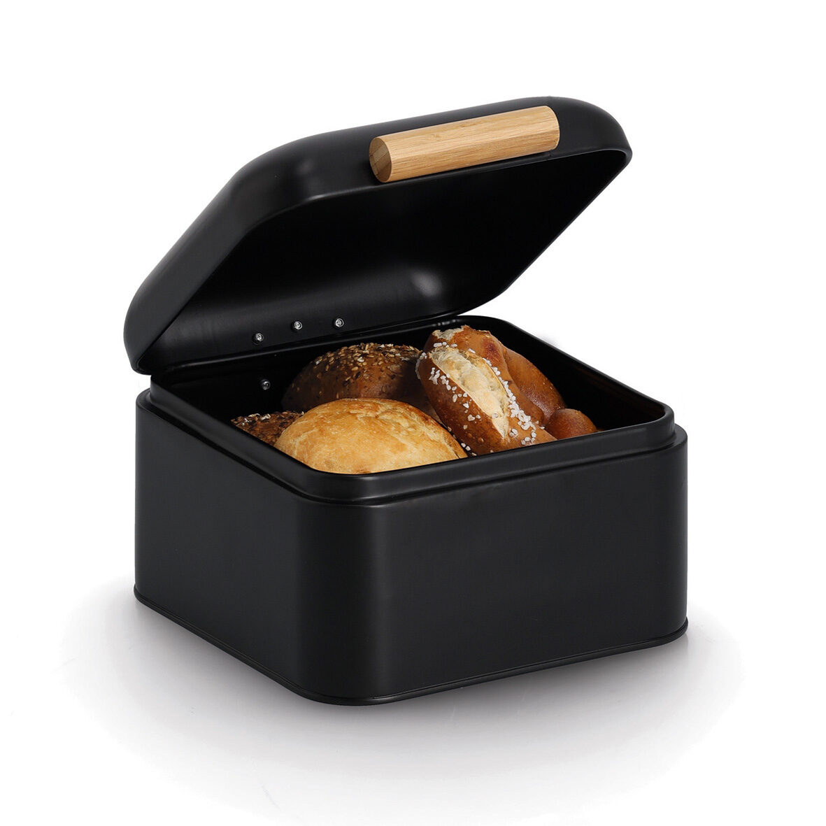 zeller-present-k-che-brotkasten-metall-bambus-schwarz image 2