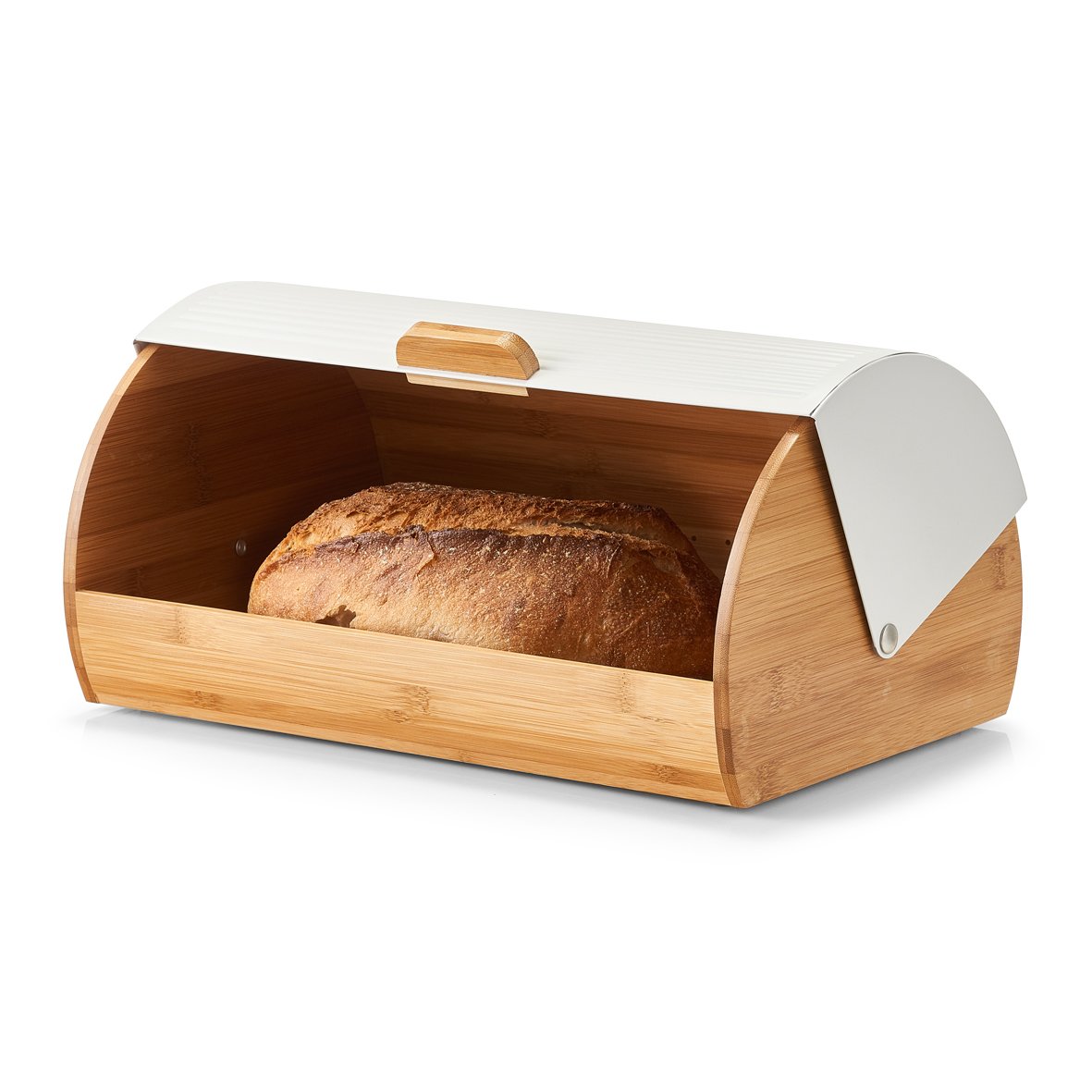 zeller-present-k-che-brotkasten-bambus-metall-wei-rolldeckel image 3