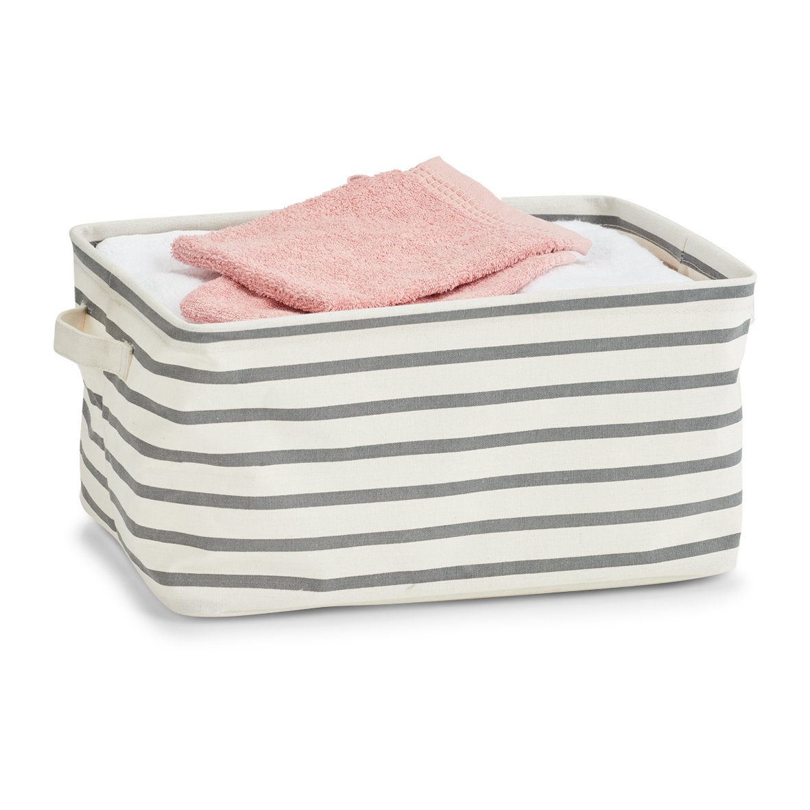 zeller-present-stripes-aufbewahrungskorb-canvas-grau-wei image 4