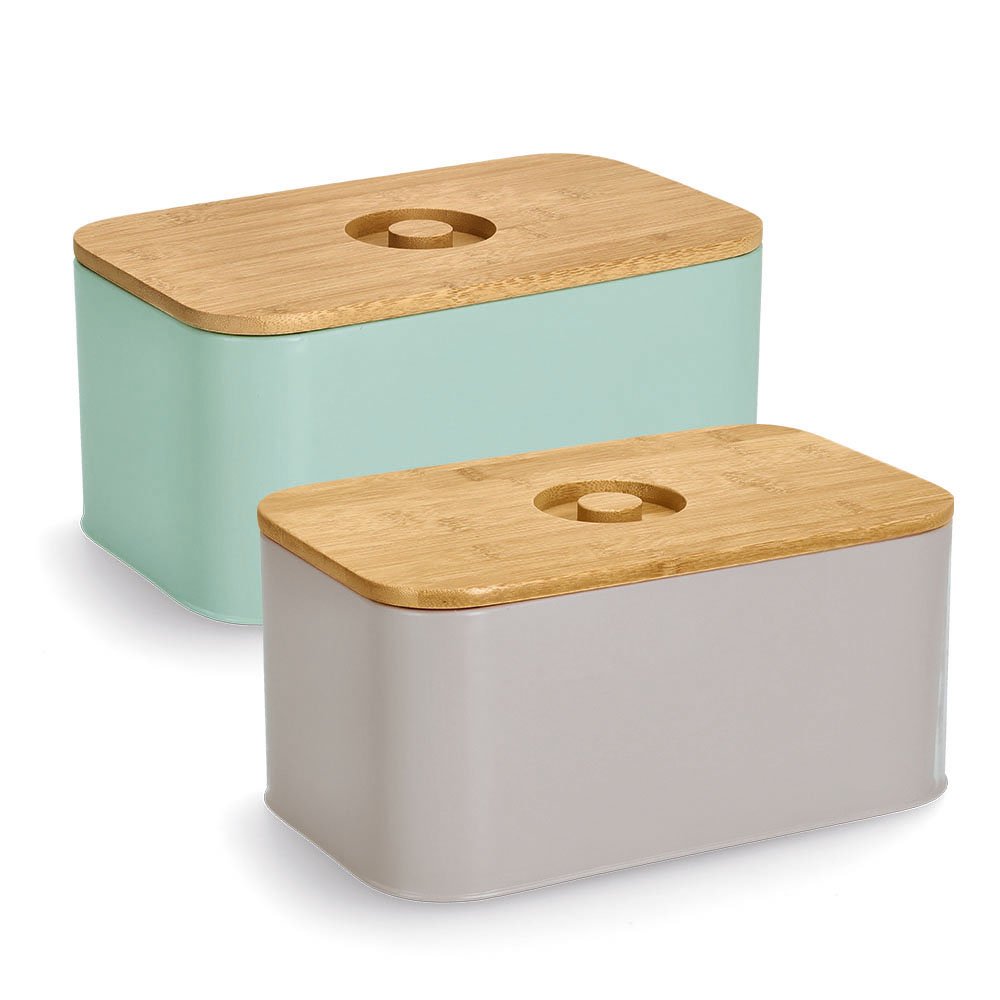 zeller-present-k-che-brotkasten-metall-mint-bambusdeckel image 3