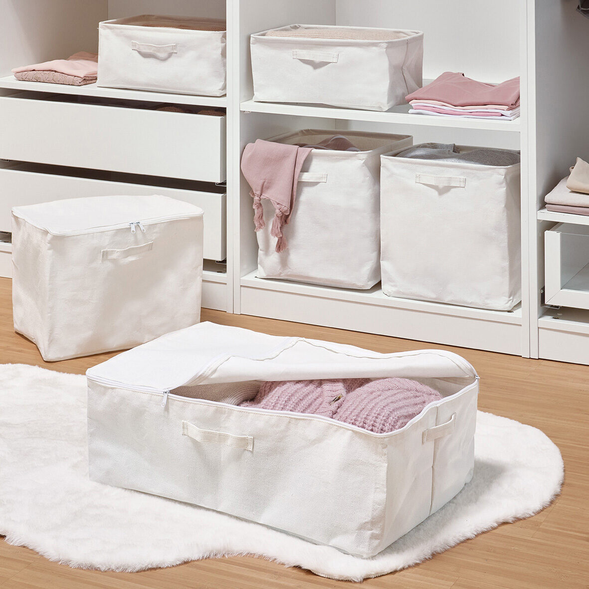 zeller-home-living-aufbewahrungsbox-creme-faltbar-stoff image 4