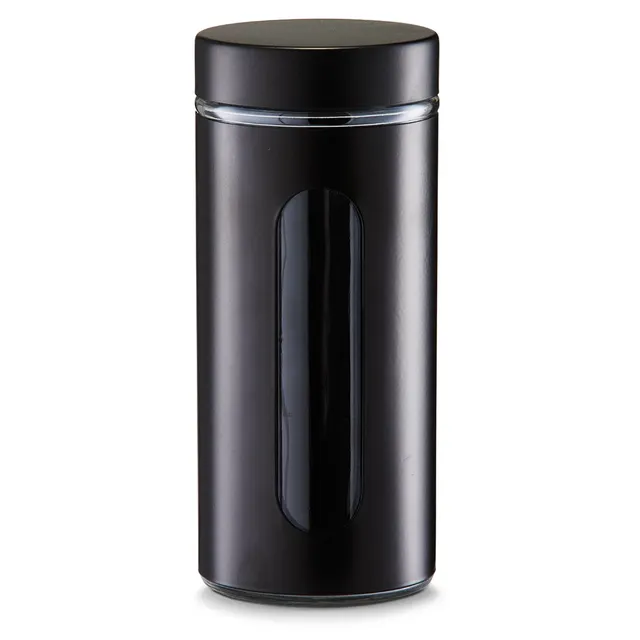 zeller-present-vorratsglas-1200-ml-schwarz-schraubdeckel image 1