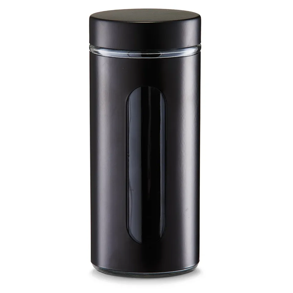 zeller-present-vorratsglas-1200-ml-schwarz-schraubdeckel image 1