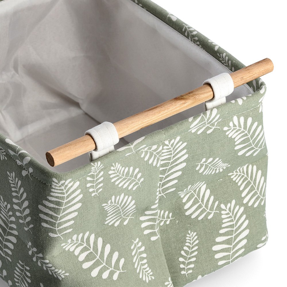 zeller-home-aufbewahrungskorb-leaves-baumwolle-polyester-holzgriffe image 3
