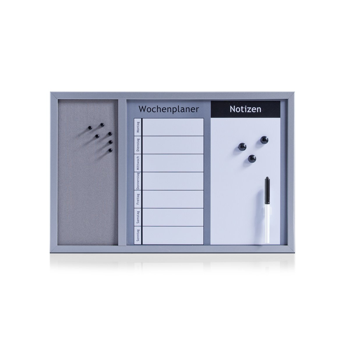 zeller-present-office-kombitafel-3-in-1-alugrau-memoboard image 1