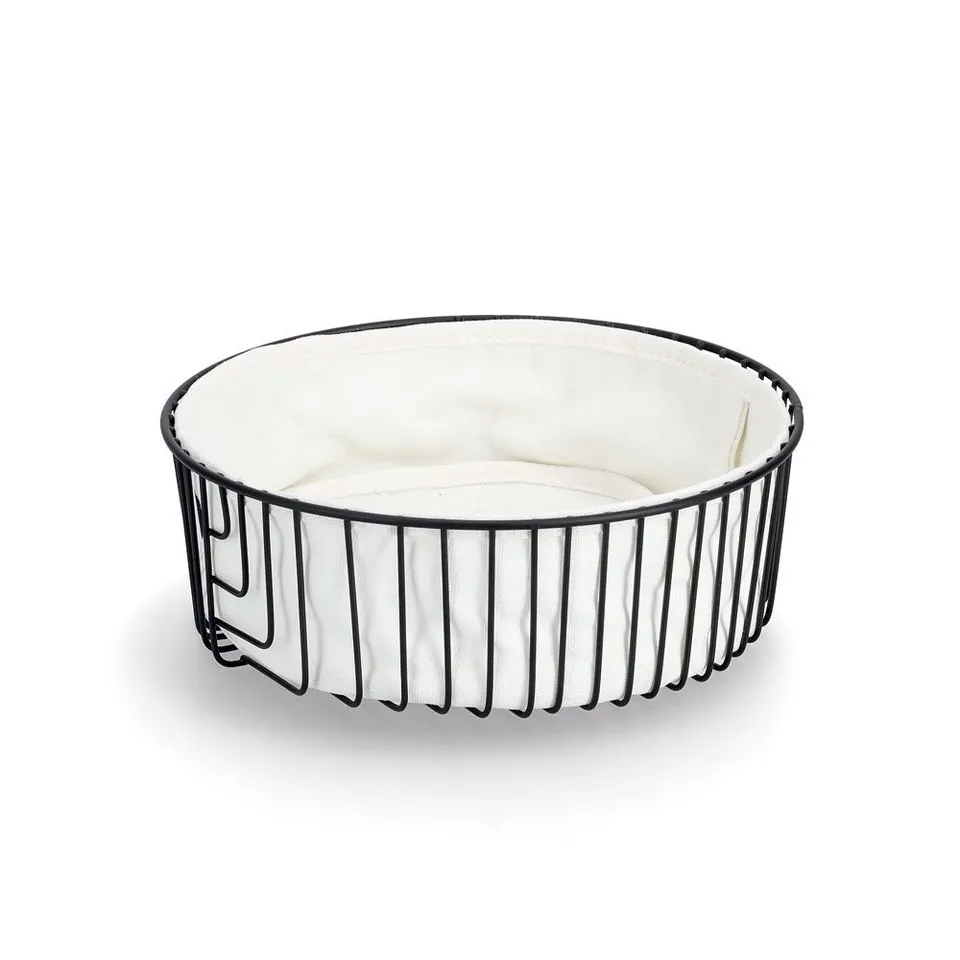 zeller-present-k-che-brotkorb-mit-beutel-schwarz-metall-2 image 1