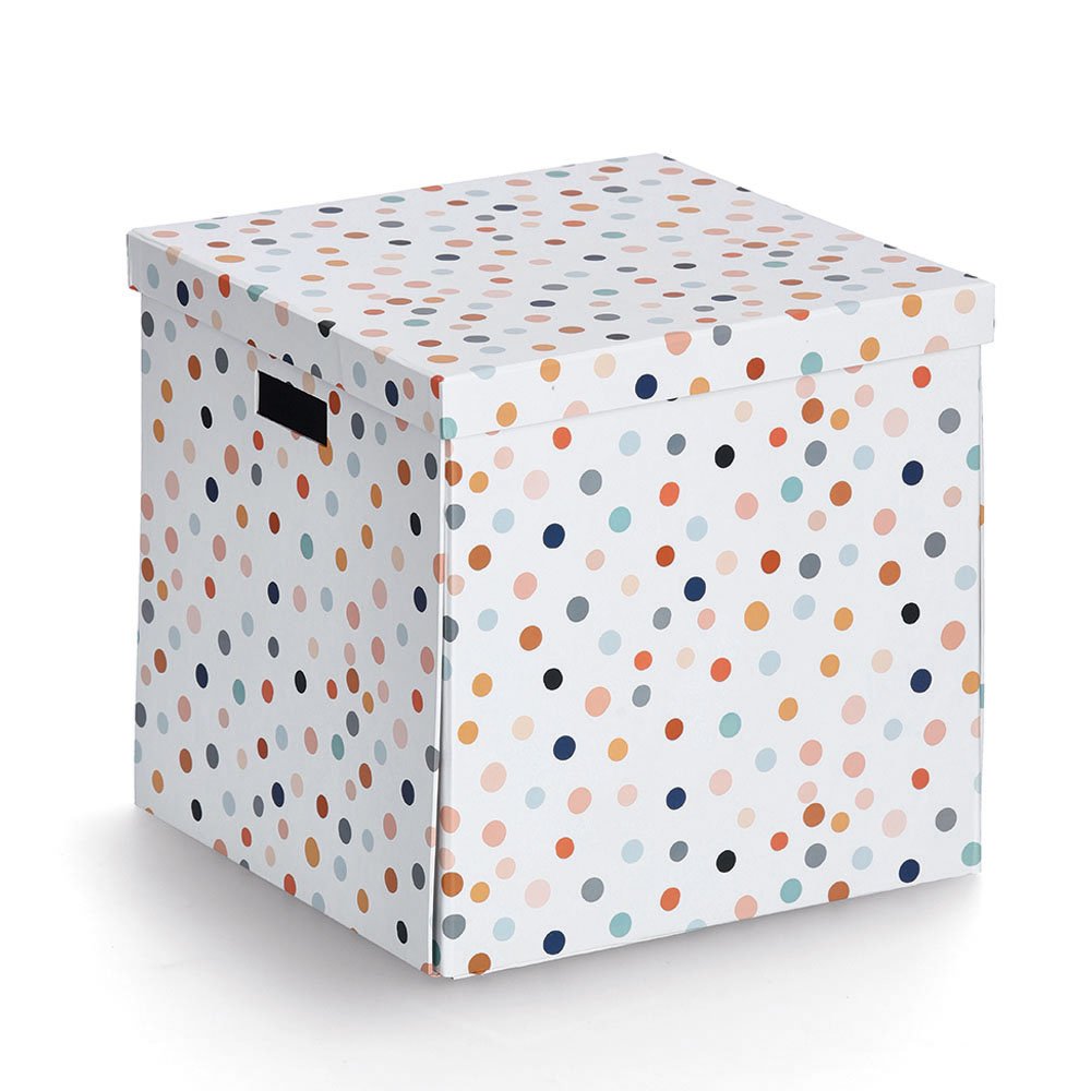 zeller-present-dots-aufbewahrungsbox-karton-mit-deckel-bunt image 1