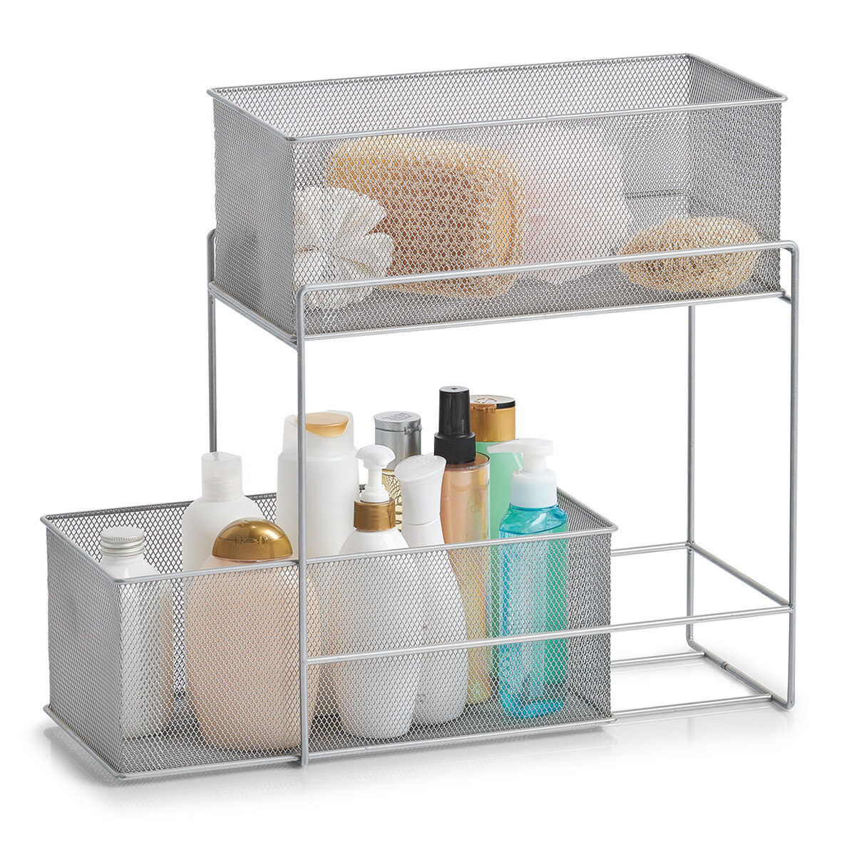 zeller-home-living-etagenregal-mit-2-k-rben-mesh-metall image 3