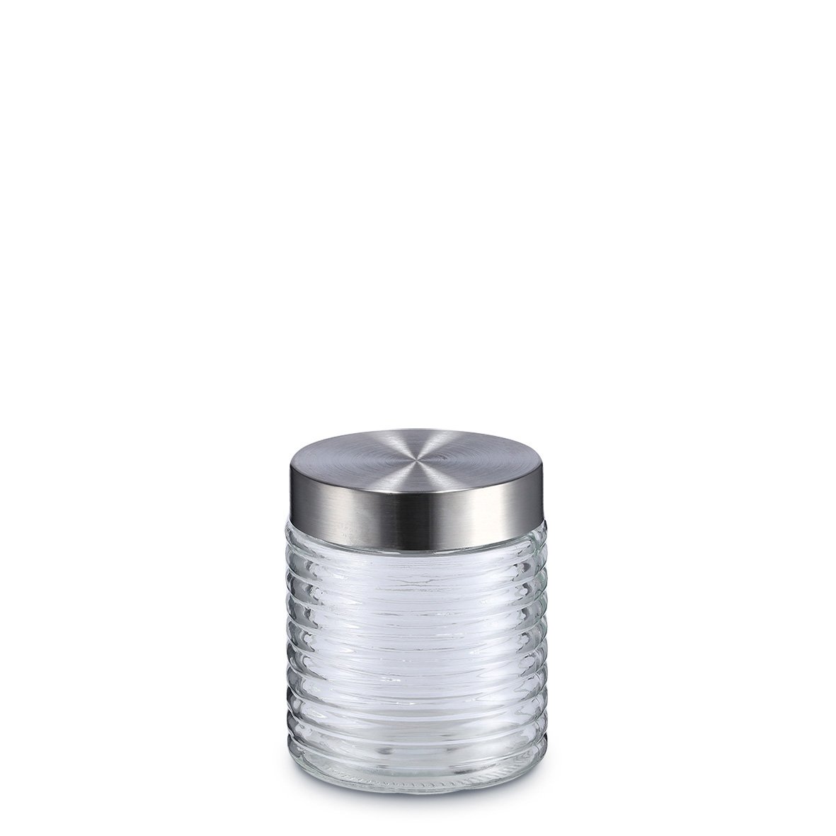zeller-present-k-che-vorratsglas-gerillt-650-ml-edelstahldeckel image 1