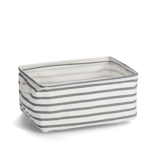 zeller-present-stripes-aufbewahrungskorb-canvas-grau-wei image 1