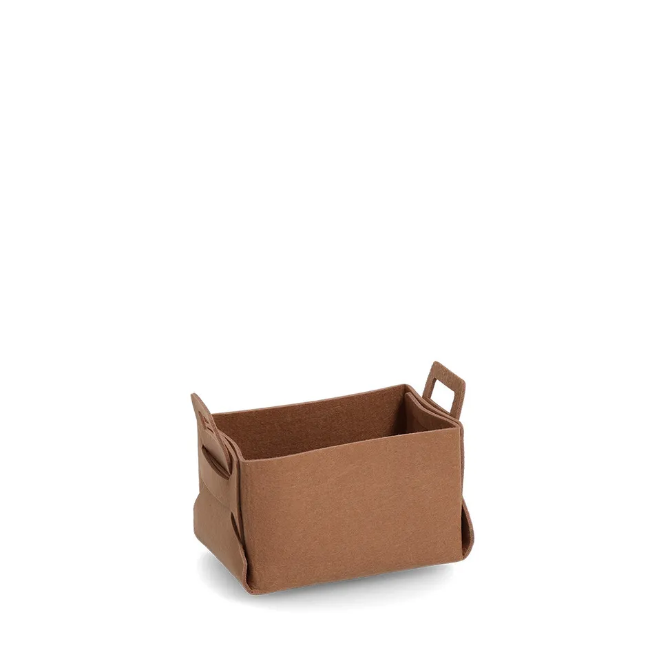 zeller-present-home-aufbewahrungskorb-filz-cognac-mit-henkel image 1