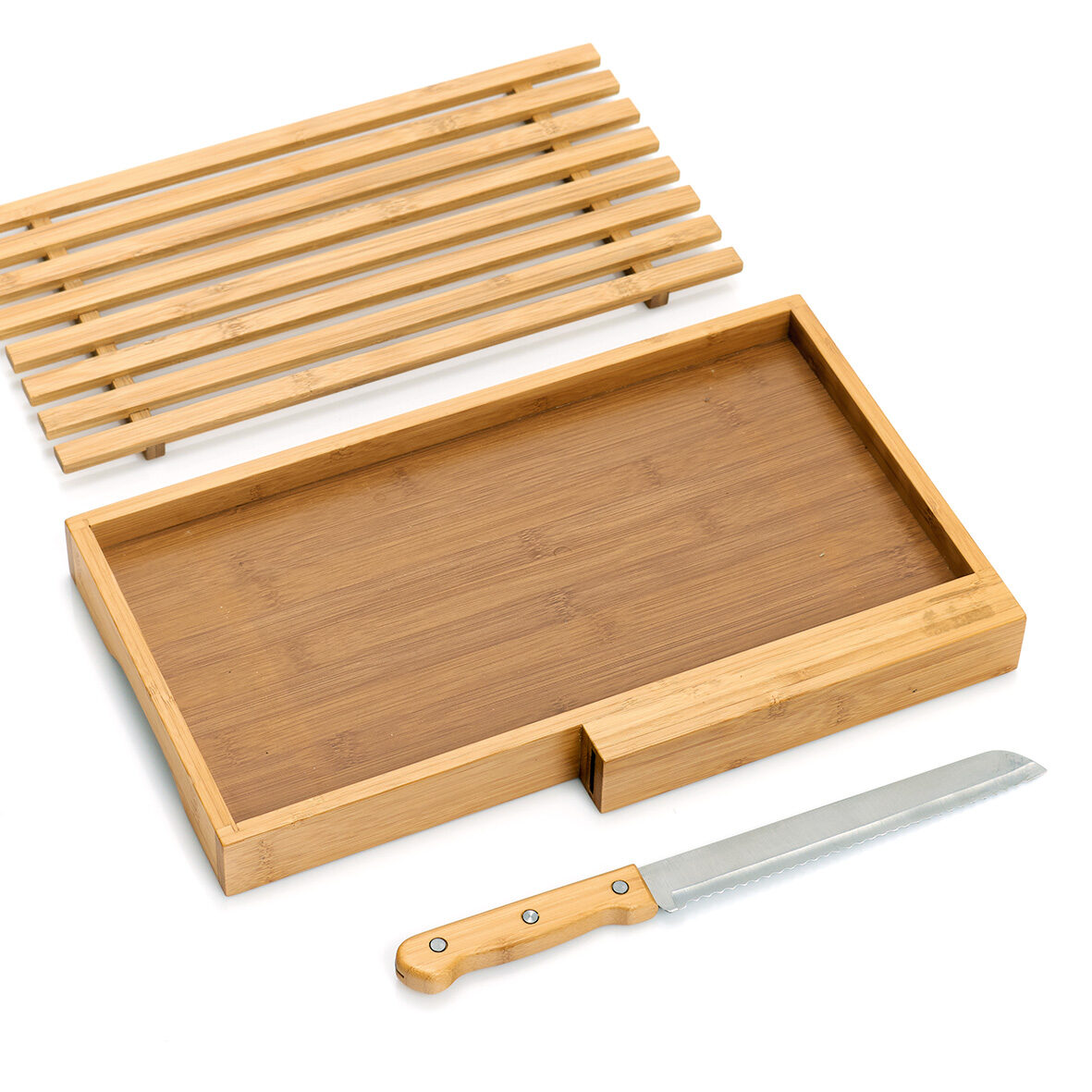 zeller-present-k-che-brot-schneidebrett-bambus-mit-messer image 3