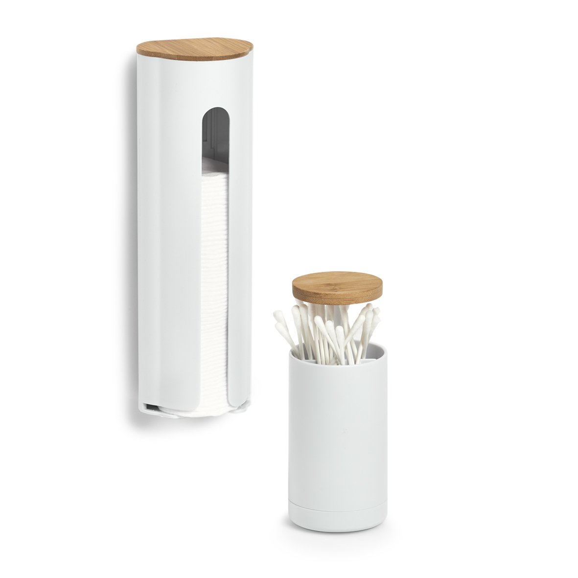 zeller-present-wattest-bchen-spender-bambus-wei-beh-lter image 3
