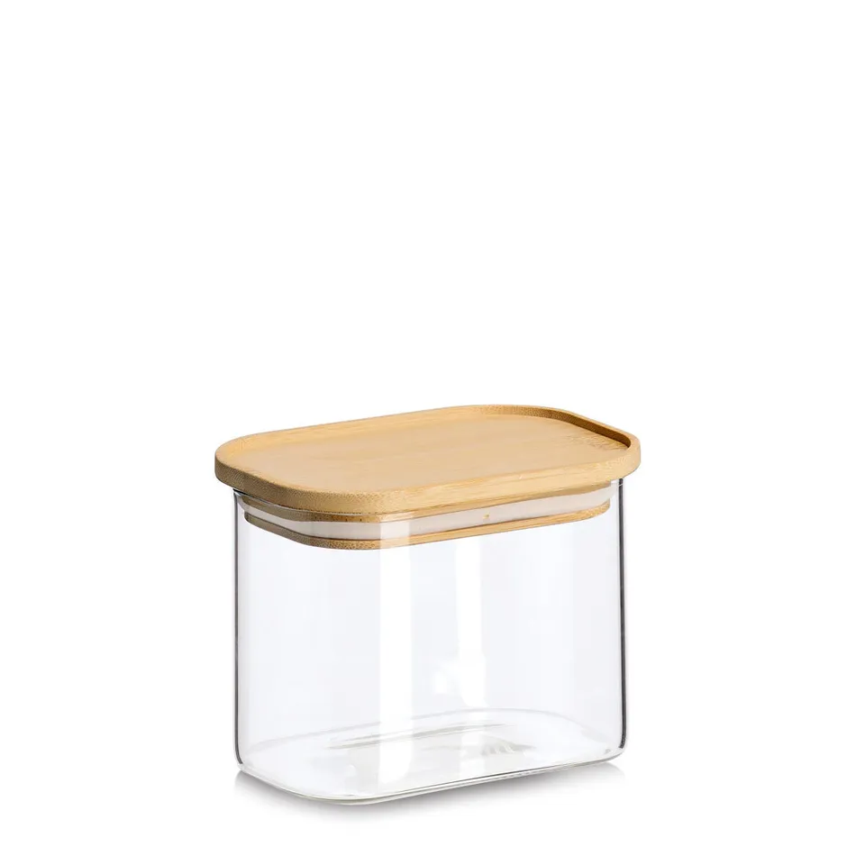 zeller-present-k-che-vorratsglas-bambusdeckel-600-ml-luftdicht image 1